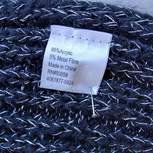 Ribbed length black sparkle scarf neck warmer 72"L x 7"W metallic - Picture 5 of 8